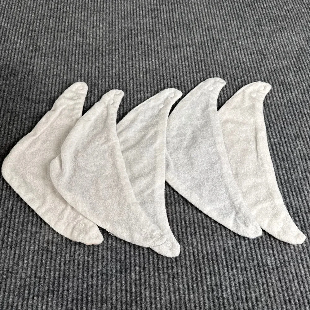 5 Pack Muslin Cotton Bandana Bibs Neutral Earth Tones Terry Cloth Backed Snaps